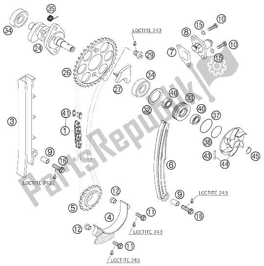 All parts for the Timing Drive of the KTM 450 SMR Europe 2006