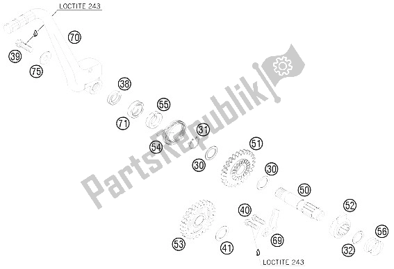 All parts for the Kick Starter of the KTM 125 EXC Europe 2015