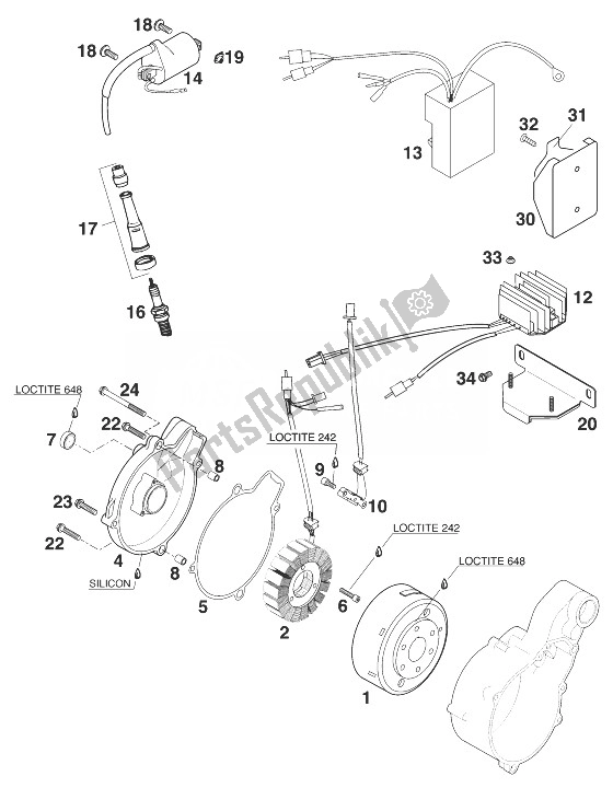 All parts for the Ignition System Kokusan Lc4-e '98 of the KTM 640 Duke E United Kingdom 1998