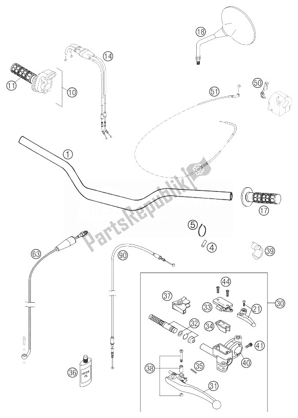 All parts for the Handlebar, Instruments of the KTM 640 Adventure R Australia United Kingdom 2004