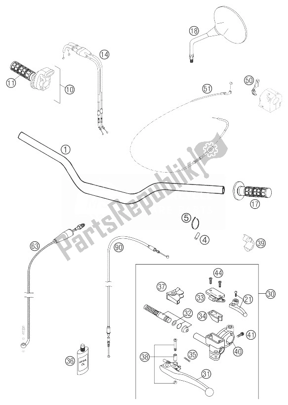 Tutte le parti per il Manubrio, Strumenti del KTM 640 Adventure R Europe 2004