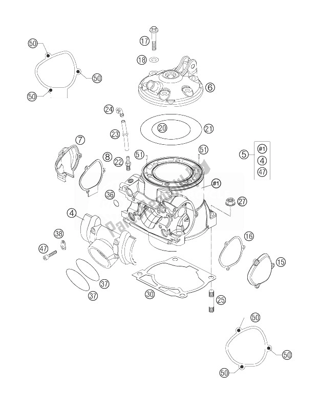 Toutes les pièces pour le Cylindre, Culasse du KTM 250 XC W USA 2007