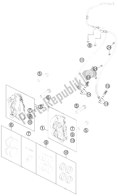 Tutte le parti per il Pinza Freno Anteriore del KTM 990 Superm T White ABS Europe 2011