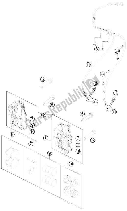 Tutte le parti per il Pinza Freno Anteriore del KTM 990 Superm T White ABS Europe 2012