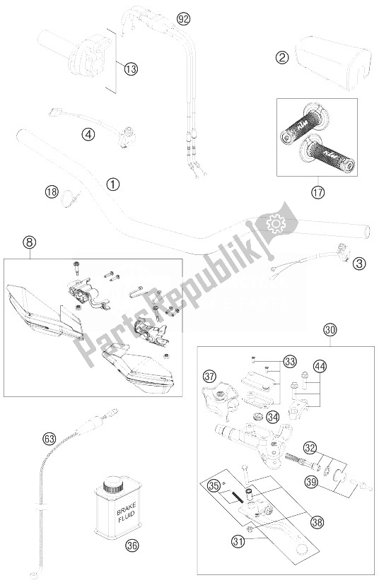 Alle onderdelen voor de Stuur, Bedieningselementen van de KTM 250 XC F USA 2013