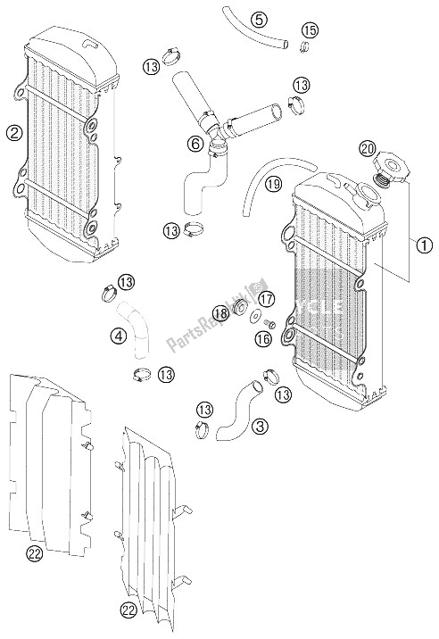 All parts for the Cooling System of the KTM 450 XC G Racing USA 2006