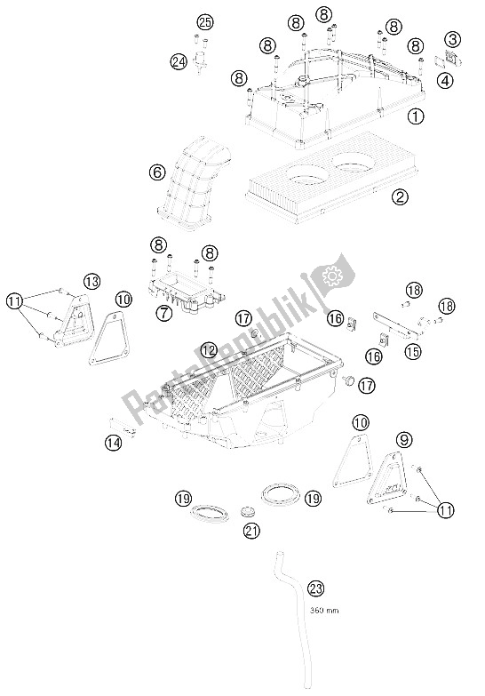 Tutte le parti per il Scatola Filtro Aria del KTM 990 Supermoto R Australia United Kingdom 2012
