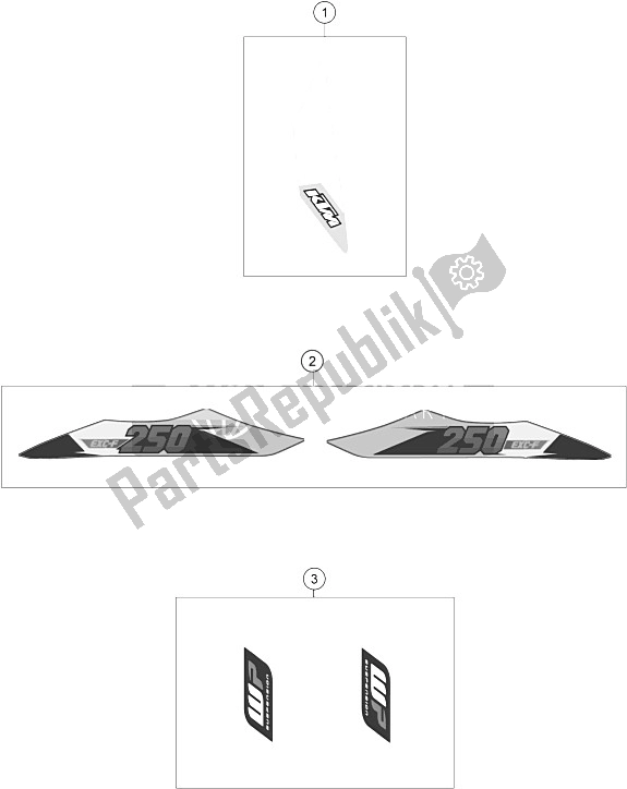 All parts for the Decal of the KTM 250 EXC F Europe 2015