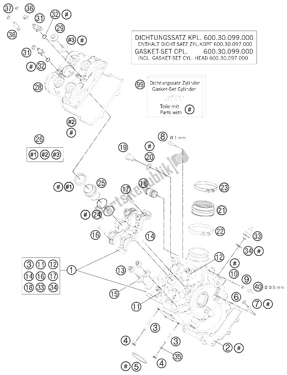 Tutte le parti per il Testata Anteriore del KTM 990 Adventure Blue ABS 12 Europe 2012