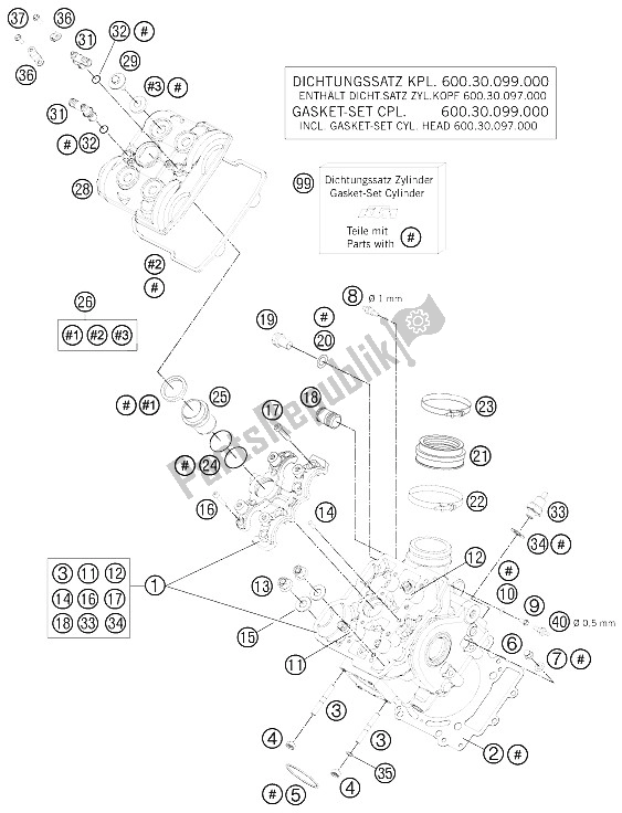 Tutte le parti per il Testata Anteriore del KTM 990 Adventure White ABS 11 Europe 2011