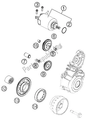 All parts for the Electric Starter of the KTM 250 SX F Roczen Replica 12 Europe 2012