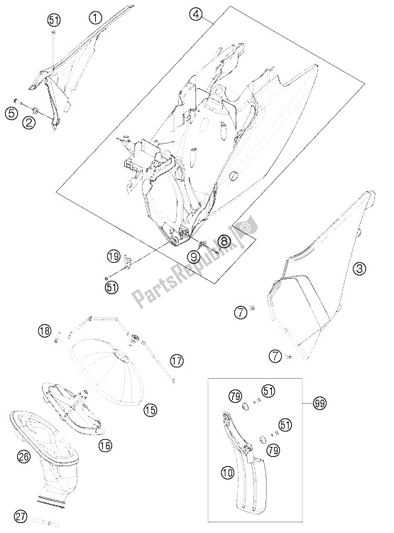 All parts for the Air Filter of the KTM 125 SX Europe 2012