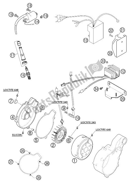 Toutes les pièces pour le Allumage Kokusan 640 Lc4 2002 du KTM 640 Adventure R Australia 2002