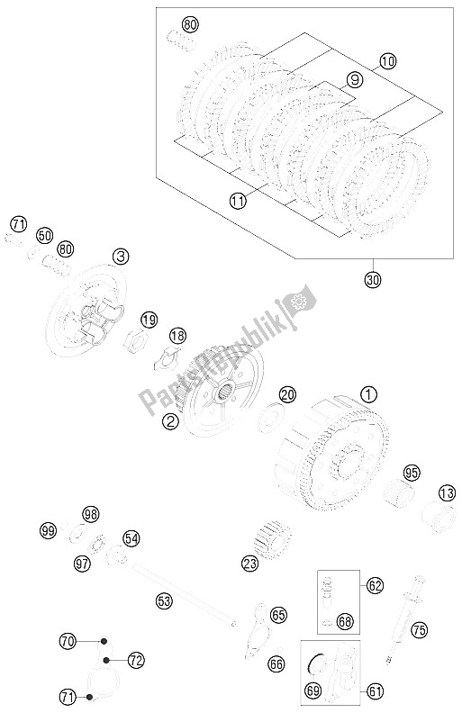 All parts for the Clutch of the KTM 200 XC W USA 2015