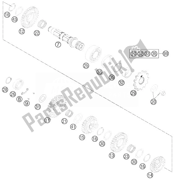 Todas las partes para Transmisión Ii - Contraeje de KTM 350 SX F USA 2014