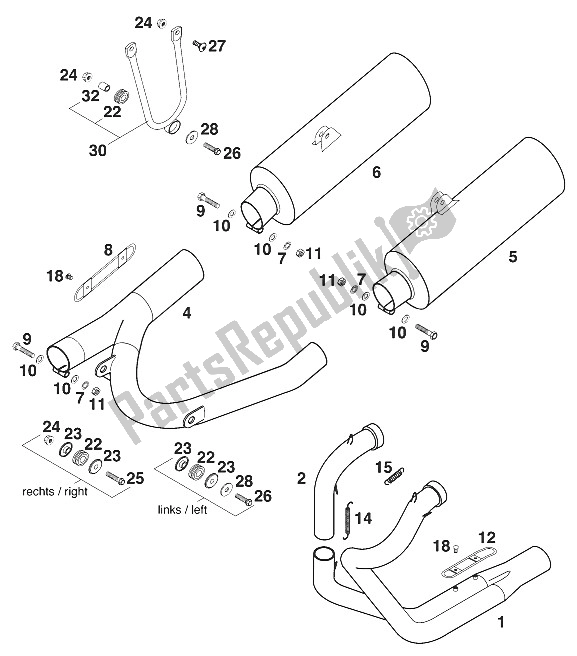 All parts for the Pipe Exhaust, Muffler 620 of the KTM 620 EGS E Adventure Europe 1997