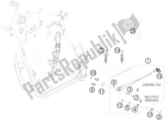 Todas as partes de Suporte Lateral / Central do KTM 530 XC W South Africa 2010