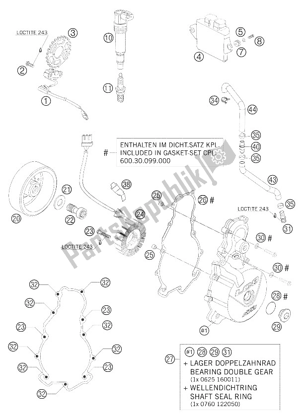 All parts for the Ignition System of the KTM 990 Superduke Orange Australia United Kingdom 2006