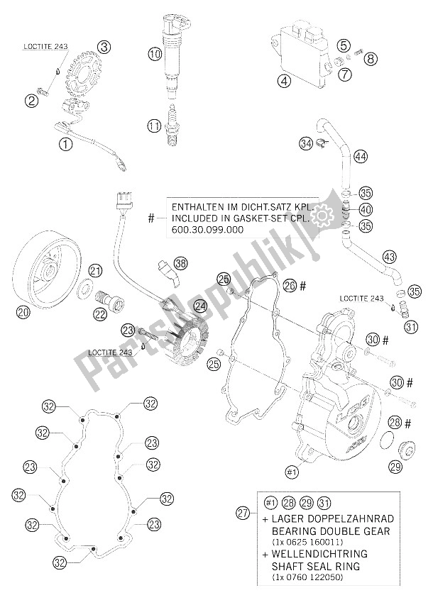 Todas as partes de Sistema De Ignição do KTM 990 Superduke Orange Japan 2005