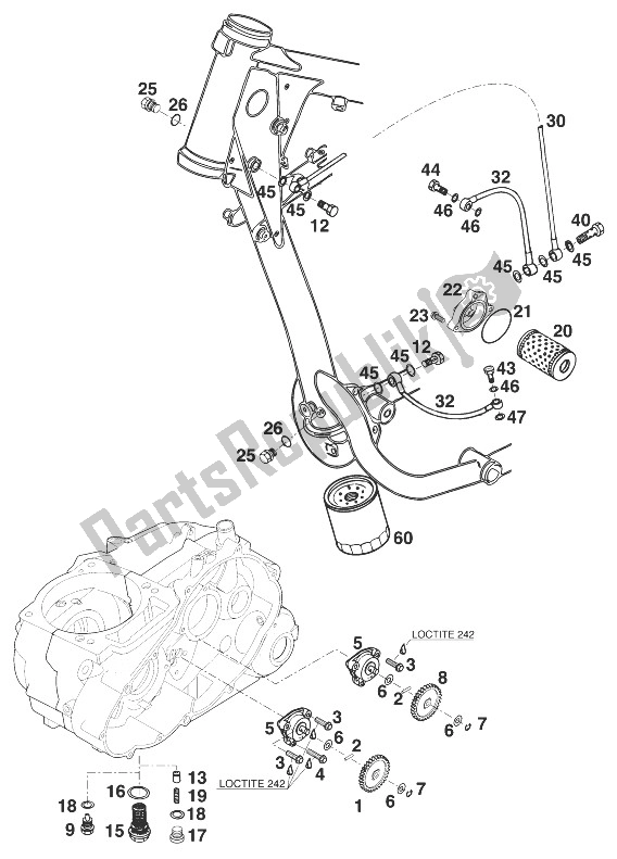 All parts for the Lubrication System Lc4-e Military ' of the KTM 400 LC 4 98 Australia 1998