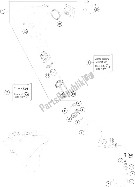 All parts for the Fuel Pump of the KTM 250 XC F USA 2016