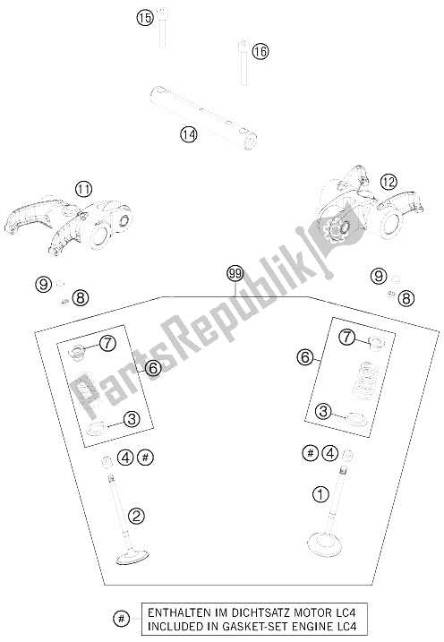 All parts for the Valve Drive of the KTM 690 Duke Black ABS Europe 2015