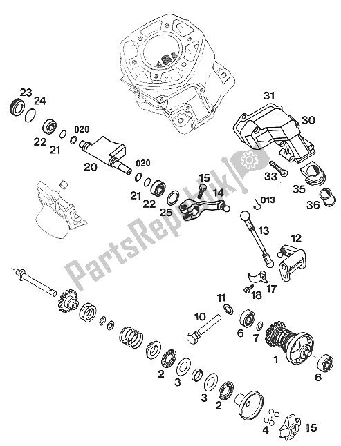 Tutte le parti per il Controllo Di Scarico 125 ? 94 del KTM 125 EGS M ö 6 KW Europe 1996