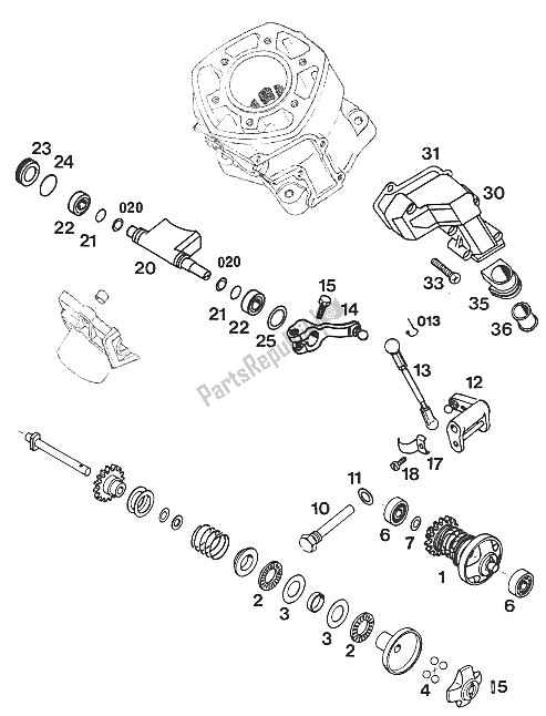 Todas las partes para Control De Escape 125 94 de KTM 125 EXC M O Europe 1996