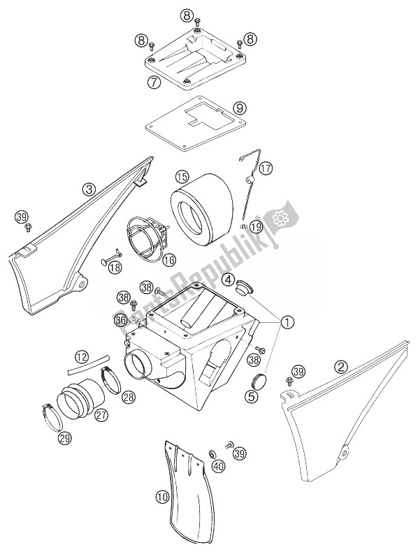 Todas las partes para Caja De Filtro De Aire de KTM 660 SMC United Kingdom 2003