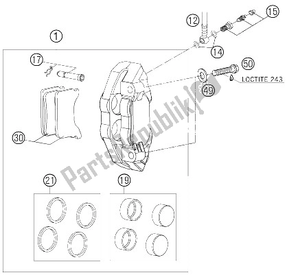 All parts for the Brake Caliper Front Fte 450/525 S of the KTM 525 SMR Europe 2005