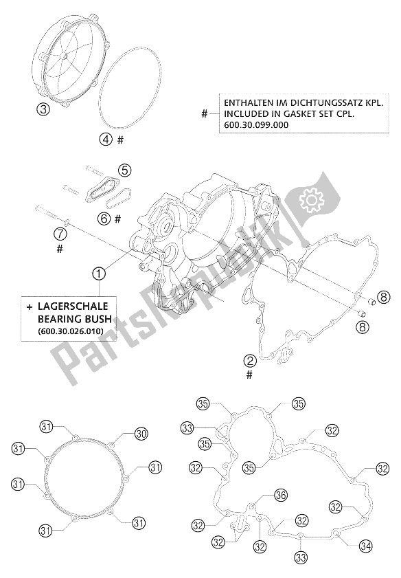 All parts for the Clutch Cover Lc8 of the KTM 950 Adventure Europe 2002