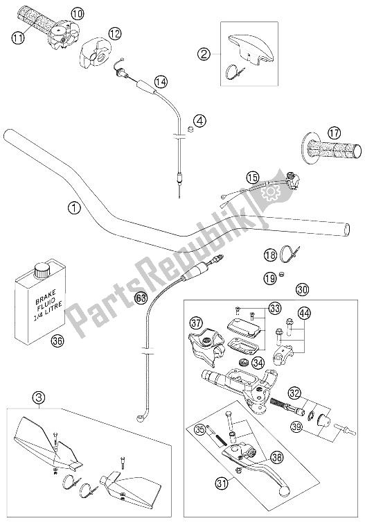 Tutte le parti per il Manubrio, Comandi del KTM 250 SXS Europe 2006