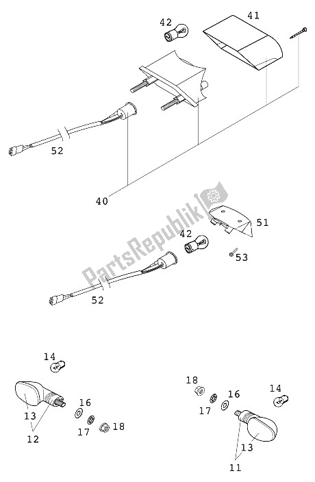 Tutte le parti per il Maschera - Indicatore Di Direzione - Luce Posteriore '20 del KTM 125 SX USA 2000