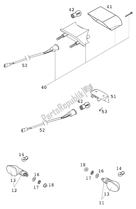 Tutte le parti per il Maschera - Indicatore Di Direzione - Luce Posteriore '20 del KTM 250 SX USA 2000