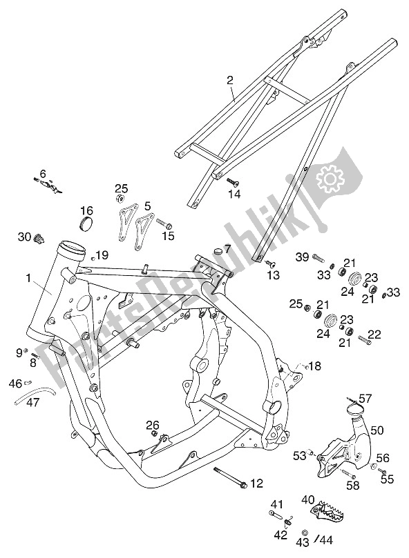 Alle onderdelen voor de Kader, 125-200 200 van de KTM 125 EXC Australia 2001