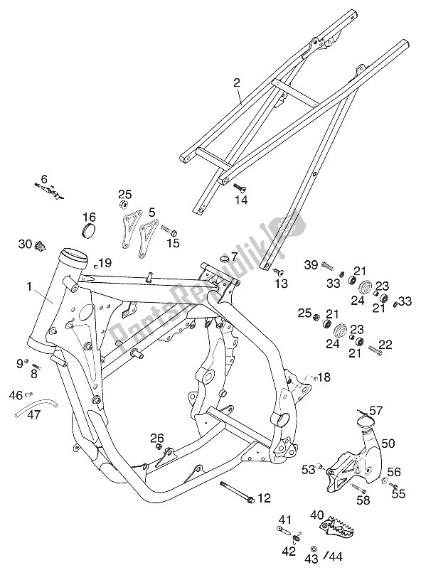 Tutte le parti per il Telaio, 125-200 200 del KTM 125 EXC USA 2001