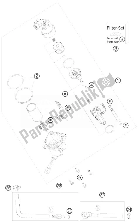 All parts for the Fuel Pump of the KTM 990 Adventure Orange ABS 10 Europe 2010