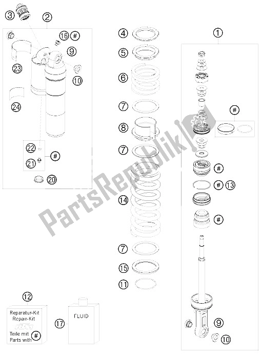 Todas las partes para Shock Abs. Trasero Desmontado de KTM 505 SX ATV Europe 2009