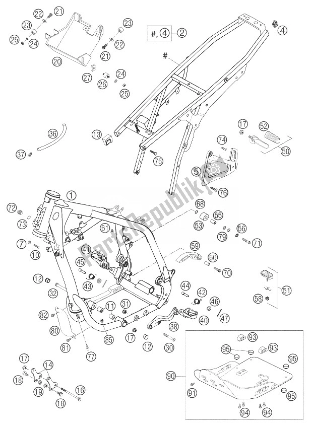 All parts for the Frame, Subframe 640 Lc4 Adv of the KTM 640 LC4 Adventure Australia 2003