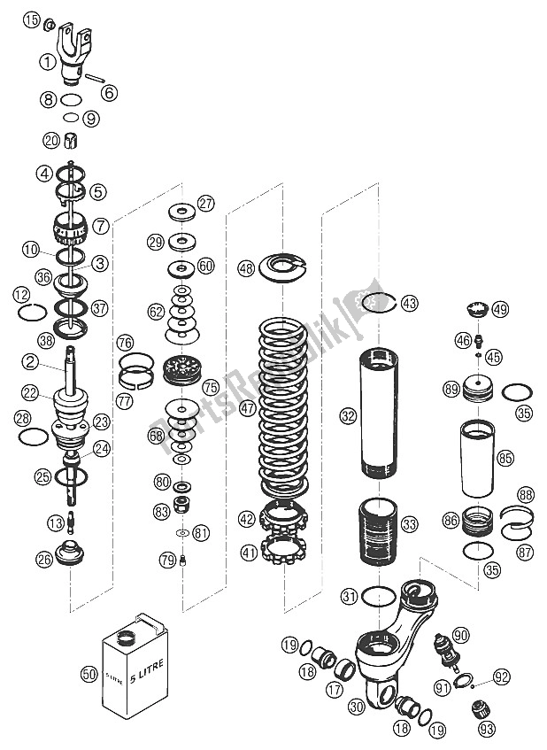 Todas las partes para Amortiguador Disass. 640 Lc4 de KTM 640 Adventure R Australia 2002