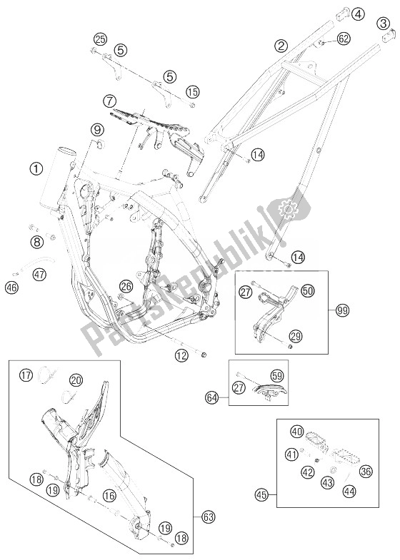 Alle onderdelen voor de Kader van de KTM 250 XC F USA 2014