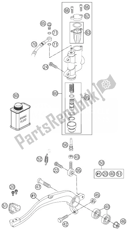 Alle onderdelen voor de Achterremcontrole van de KTM 85 SX 17 14 Europe 2014