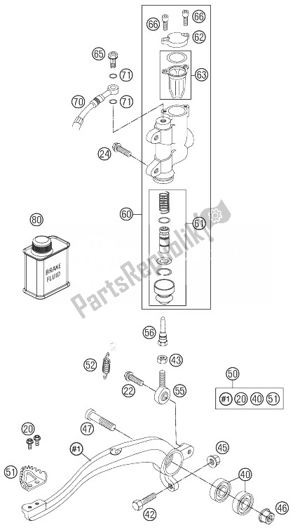Toutes les pièces pour le Commande De Frein Arrière du KTM 85 SXS 17 14 USA 2014