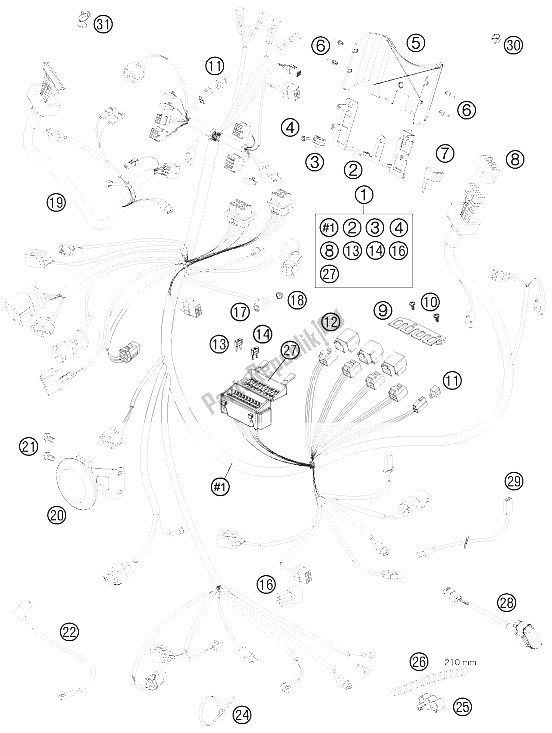 Tutte le parti per il Cablaggio Elettrico del KTM 990 Super Duke R France 2011