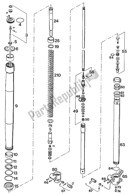 Todas las partes para Patas Delanteras - Suspensión 250/300 '94 de KTM 300 MXC USA 1994