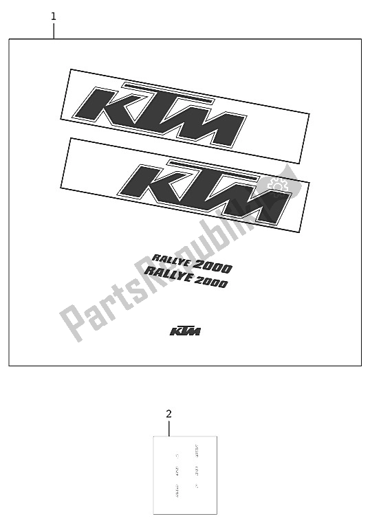 Todas as partes de Decalque 660 Rallye 2000 do KTM 660 Rallye Europe 2000