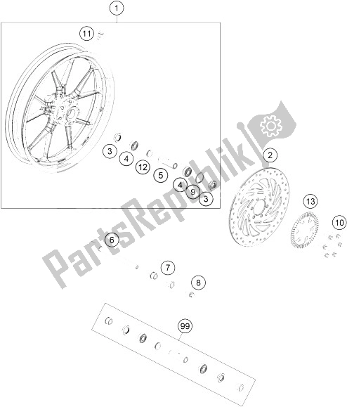 Todas las partes para Rueda Delantera de KTM RC 250 White ABS B D 15 Europe 2015