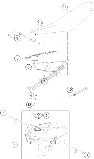 All parts for the Tank, Seat, Cover of the KTM Freeride 350 Australia 2015