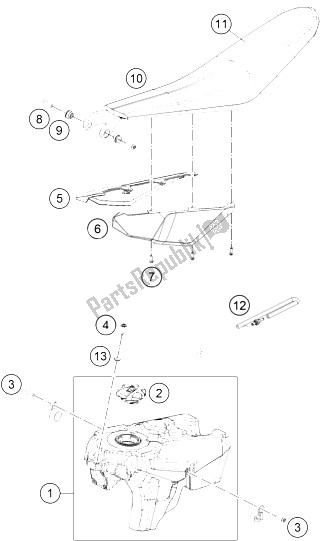 Toutes les pièces pour le Réservoir, Siège, Couverture du KTM Freeride 350 Europe 2015