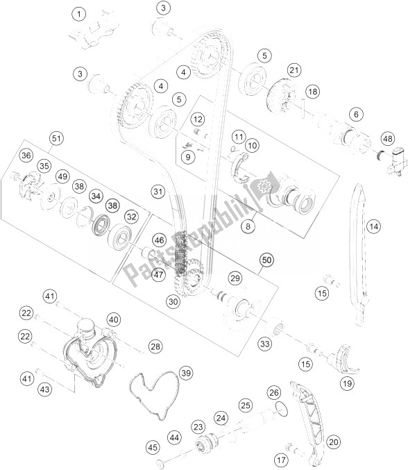 All parts for the Timing Drive of the KTM 350 EXC F USA 2014